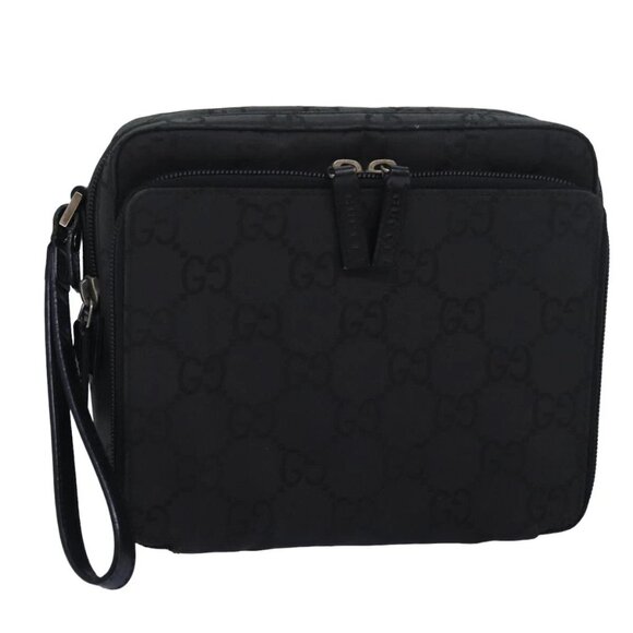 GUCCI GG Canvas Clutch Bag Black 018 1603 Auth - Picture 1 of 14
